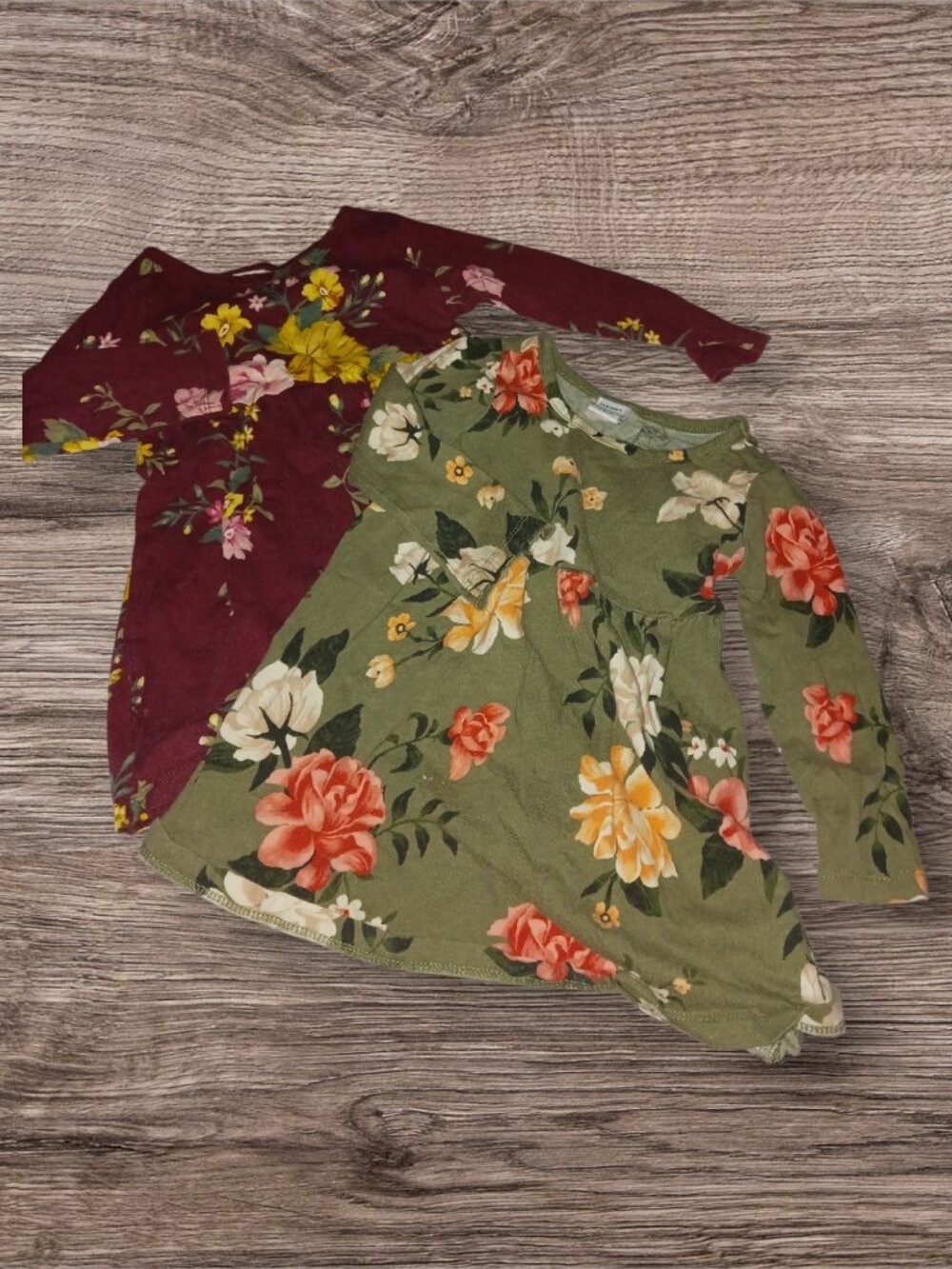 Old Navy Floral Long Sleeve Dress Bundle 2-Pack Toddler Girls 12-18 Months